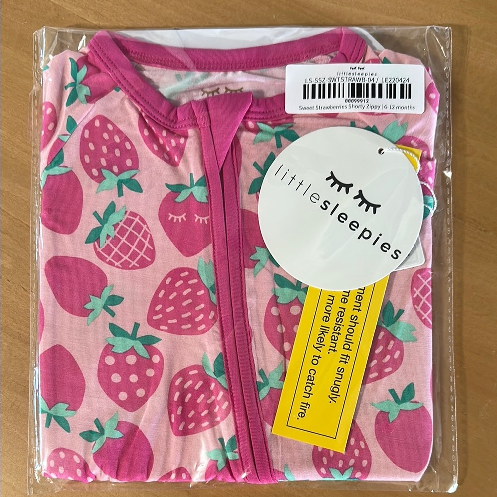Little Sleepies Sweet Strawberry Shorty Zippy - NWT